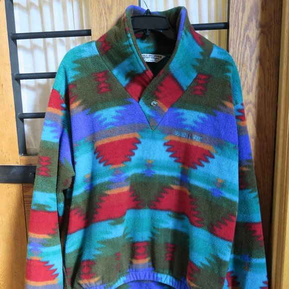 Vintage Aztec Pattern Fleece Sweater Pullover Medium - Picture 1 of 6